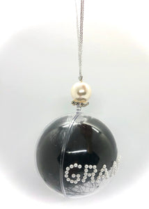 Pearl & Black Feather Bauble